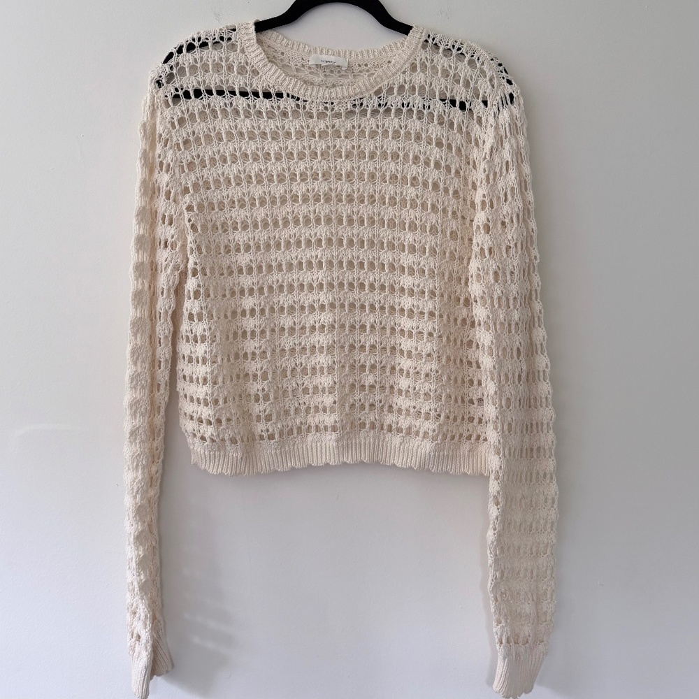 Hersy Cotton Open Knit Crochet Lightweight Cream Sweater Spring Summer Cover Up